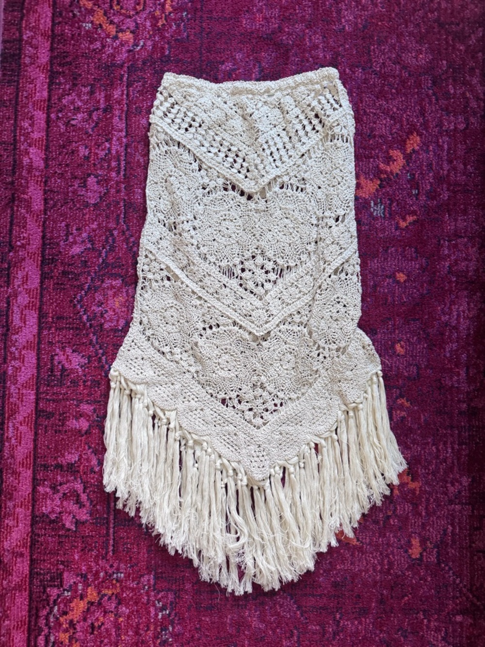 Crochet Fringe Maxi Skirt in Cream - Picture 2 of 2
